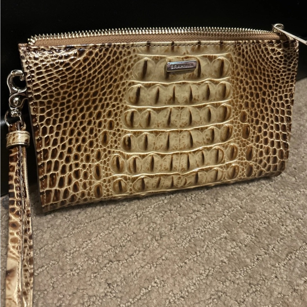 Brahmin Tan Crocodile Embossed Wristlet